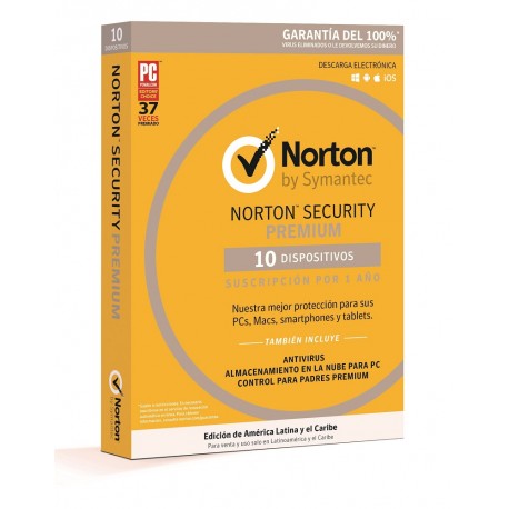 Norton Security Premium 1 Año 10 dispositivos - Envío Gratuito