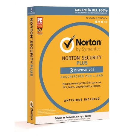 Norton Security Plus 1 Año 3 dispositivos - Envío Gratuito