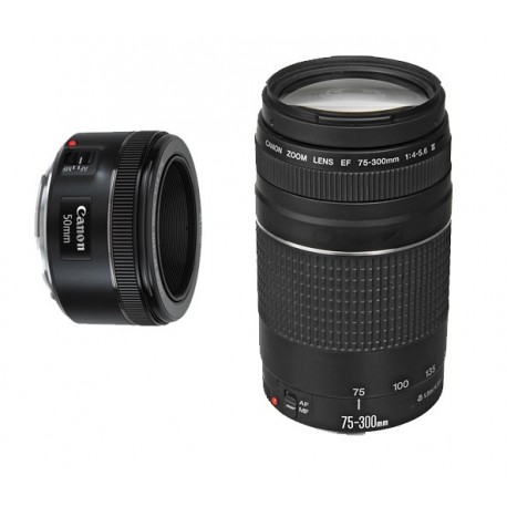 Canon Lente EF 50mm f/1.8 STM + EF75 300mm f/4-5 Negro - Envío Gratuito