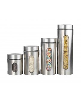 Home Basics Set de 4 frascos de acero inoxidable con ventana - Envío Gratuito