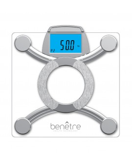 Benetre Báscula digital con bluetooth y medición de 8 indicadores Transparente - Envío Gratuito